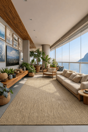 Tapete São Carlos Bali Líneo Bege Texturizado 2,00x3,00