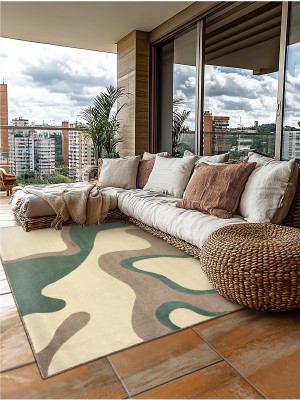 Tapete São Carlos New Herat Lima 2,00x3,00 Design Orgânico Verde e Bege